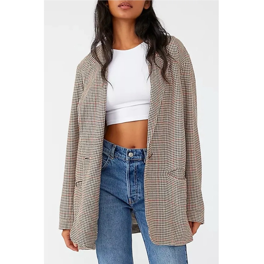 Free People Plaid Beckett Boyfriend Blazer